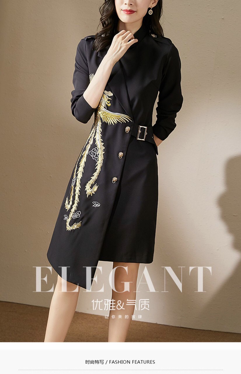 Đầm Cổ Tàu Thêu Phượng Hoàng - HN913